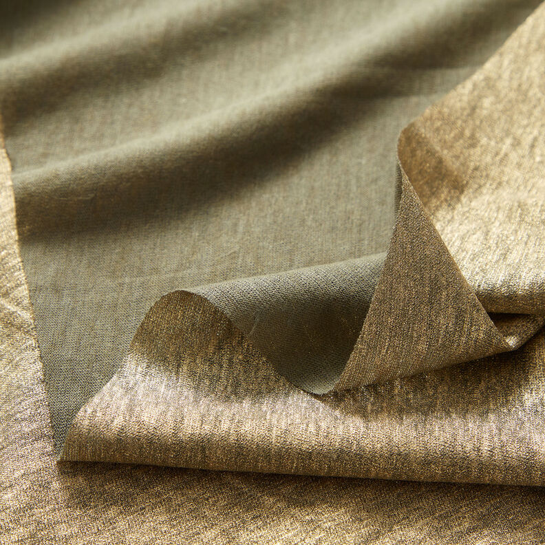 Leinenjersey Schimmer Melange – khaki/gold metallic,  image number 6