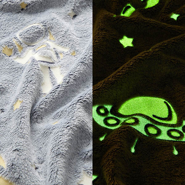 Kuschelfleece Glow in the Dark Weltall – nachtblau/creme, image number 3