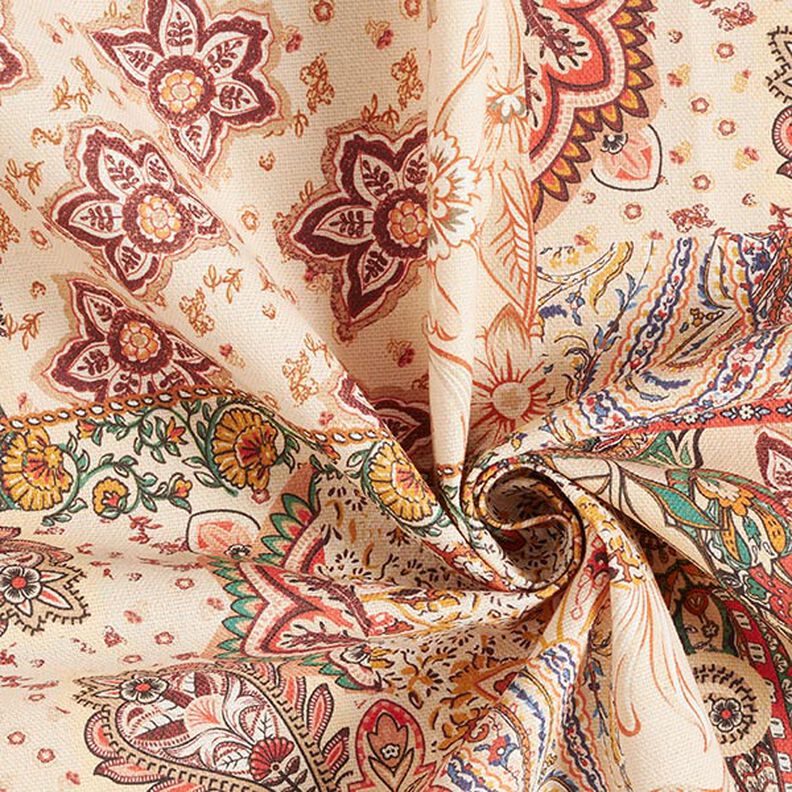 Dekostoff Halbpanama Retro Paisley – beige,  image number 3