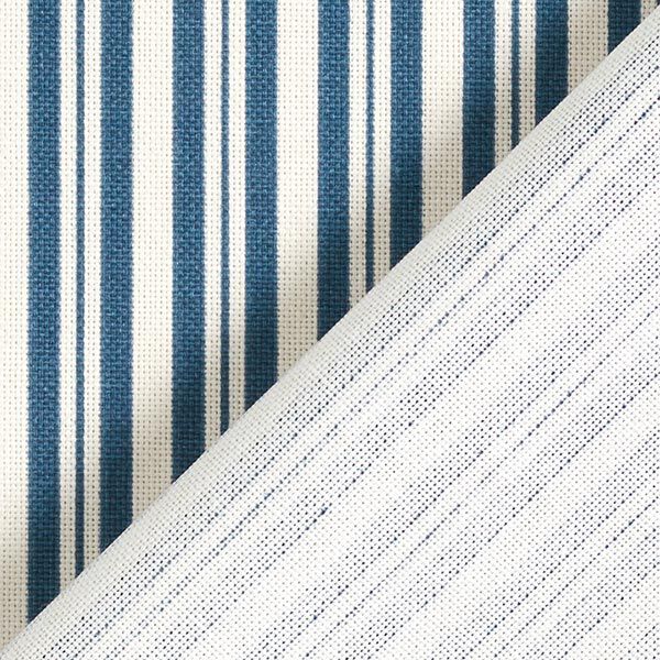 Dekostoff Halbpanama elegante Streifen – jeansblau/wollweiss