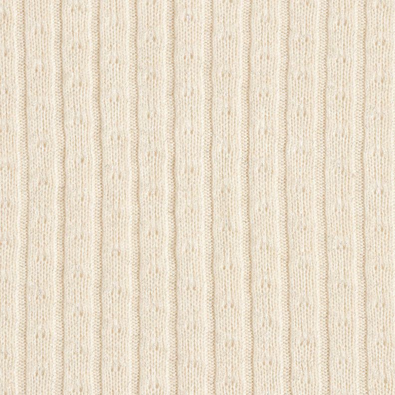 Strickstoff Ajour edle Glitzerstreifen – creme,  image number 1