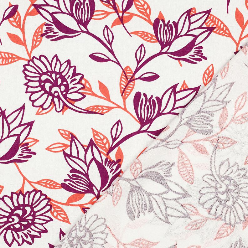Viskose-Leinen-Mix Blumen | Poppy Fabrics – elfenbein/traube,  image number 4