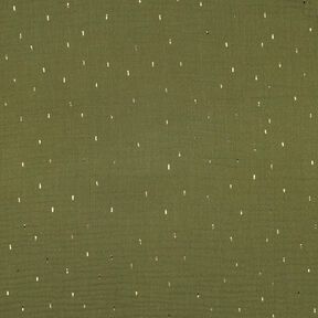 Musselin/ Doppel-Krinkel Gewebe Rechteck Foliendruck | Poppy Fabrics – pinie/gold metallic, 