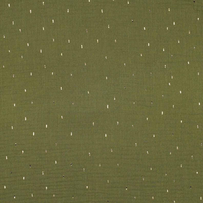 Musselin/ Doppel-Krinkel Gewebe Rechteck Foliendruck | Poppy Fabrics – pinie/gold metallic,  image number 1
