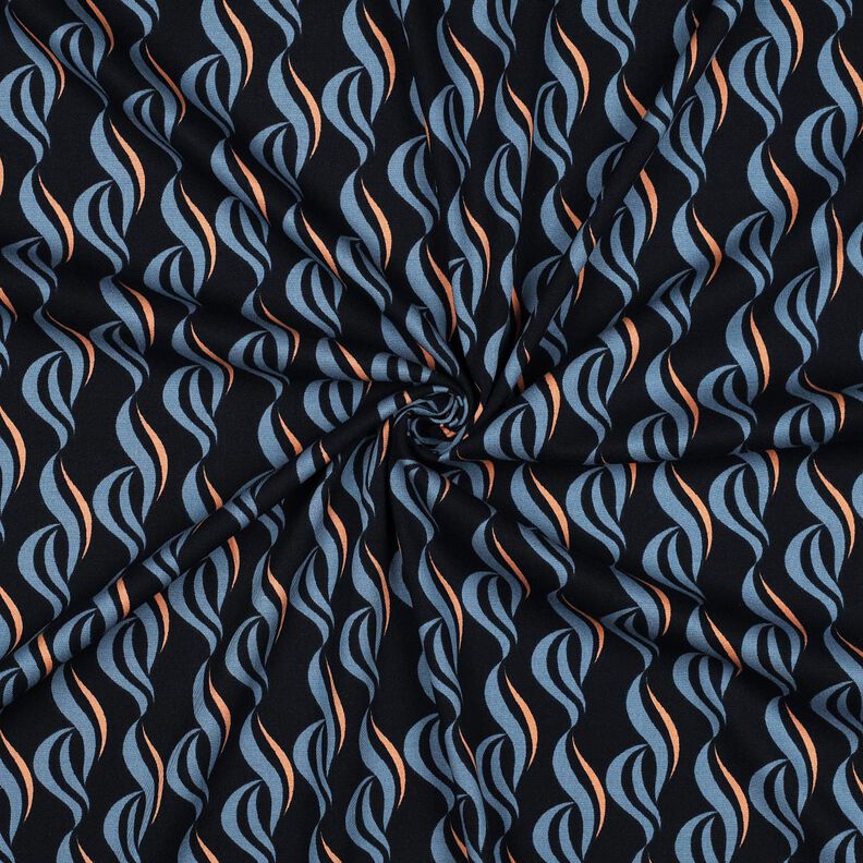 Viskose-Stretch abstrakte Wellen – schwarzblau/helljeansblau,  image number 3