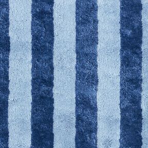 Frotteestoff Bambus Blockstreifen – hellblau/marineblau, 