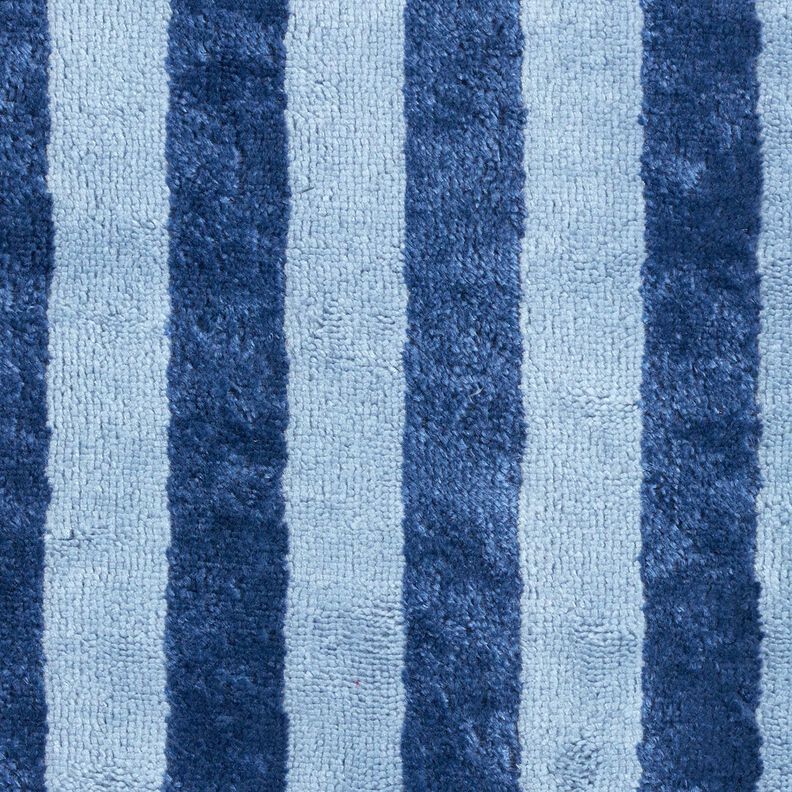Frotteestoff Bambus Blockstreifen – hellblau/marineblau, image number 1