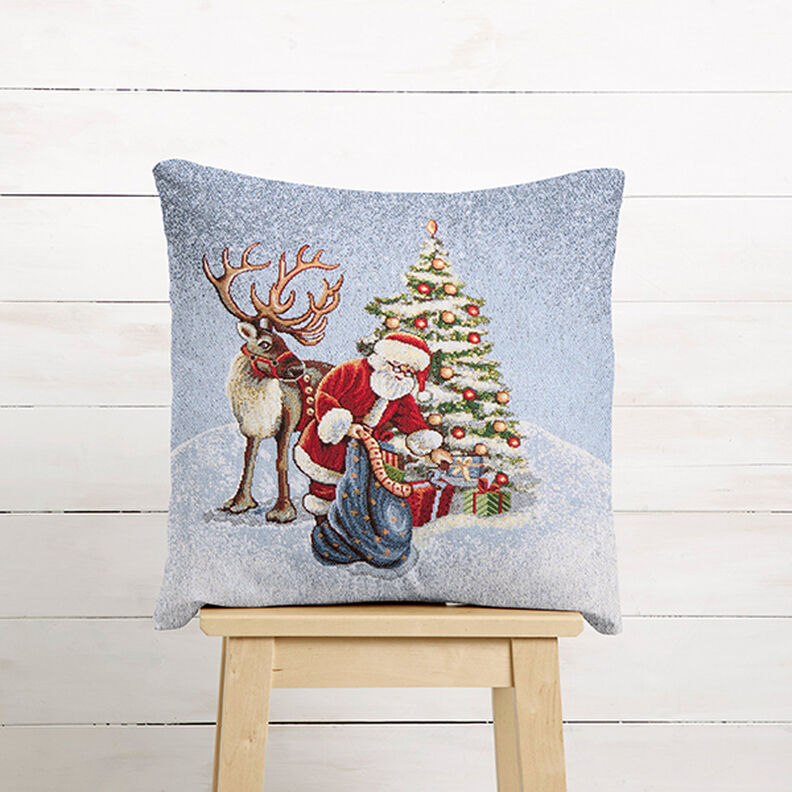 Dekostück Gobelin Weihnachtsmann mit Rentier – blau,  image number 5