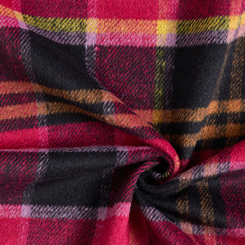 Mantelstoff bunte Karos – schwarz/beere,  image number 3
