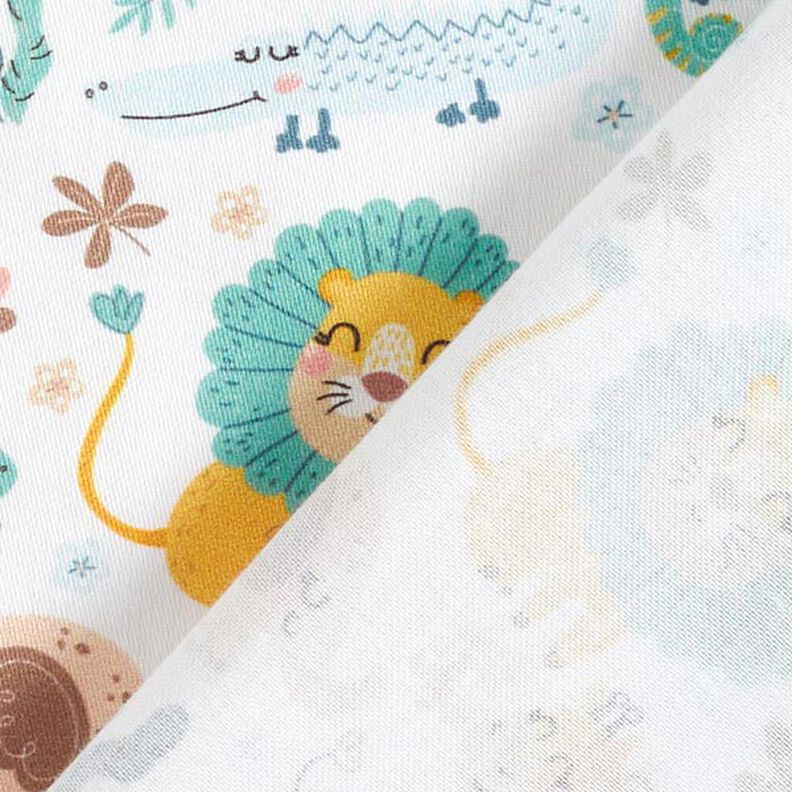 Baumwollsatin Safari Tiere – weiss/hellblau,  image number 4
