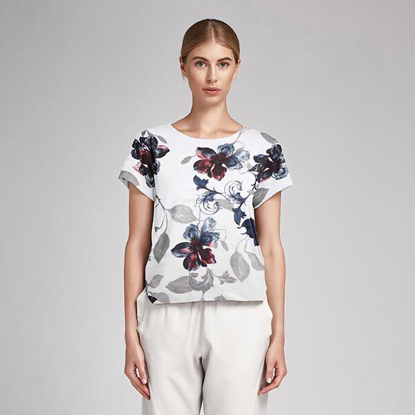 Seiden-Viskose-Satin ornamentale Blumen – weiss, image number 6