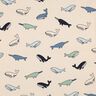 Baumwolljersey süße Wale | Poppy Fabrics – cashew/marineblau,  thumbnail number 1