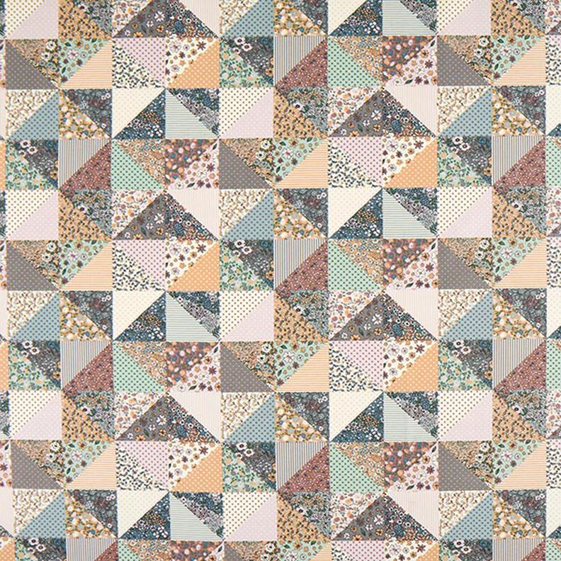 Dekostoff Halbpanama Quilt-Optik Blumen – pastellflieder/wollweiss,  image number 1
