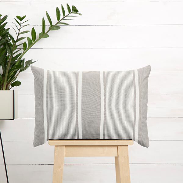 Outdoorstoff Canvas Streifenmix – hellgrau/weiss,  image number 9