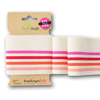 GOTS Strickbündchen CUFF ME COLLEGE [ 140 cm | 7,5 cm ] | Albstoffe – wollweiss/rosa, 