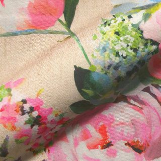 Dekostoff Halbpanama Digitaldruck Rosenaquarell – natur, 