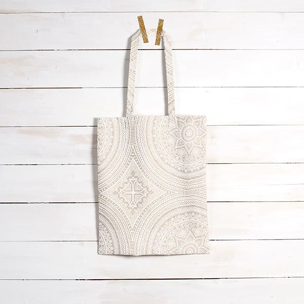 Dekostoff Canvas Mandala – natur/weiss | Reststück 50cm
