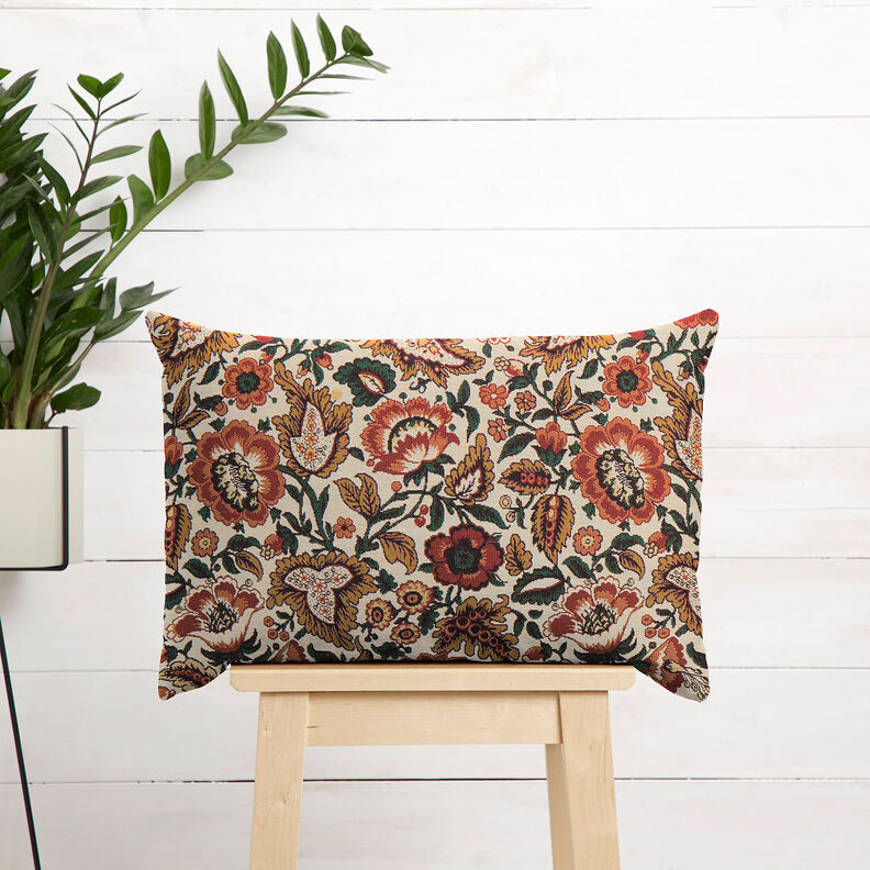 Dekostoff Gobelin Retro floral – hellbeige/kupfer, image number 8