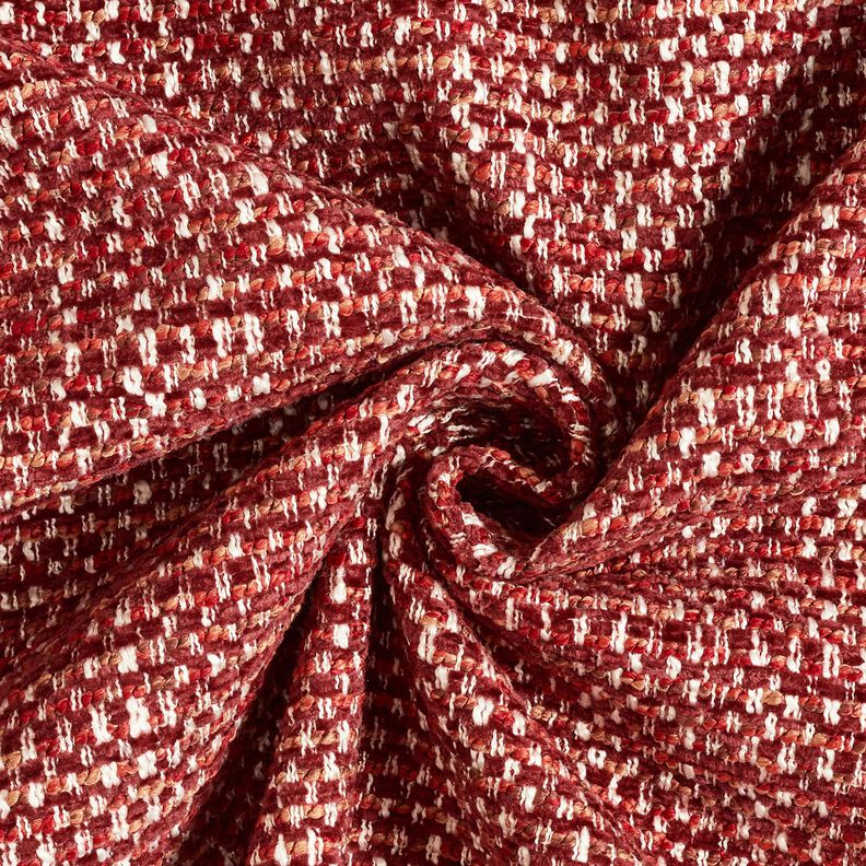 Polsterstoff bunte Boucléoptik – bordeauxrot/creme,  image number 1