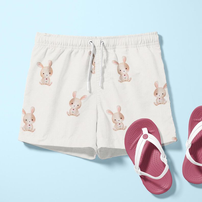 GOTS Baumwolljersey Hase mit Blume Digitaldruck – elfenbein, image number 5