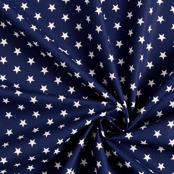 Baumwollpopeline mittellgroße Sterne – marineblau/weiss,  image number 5