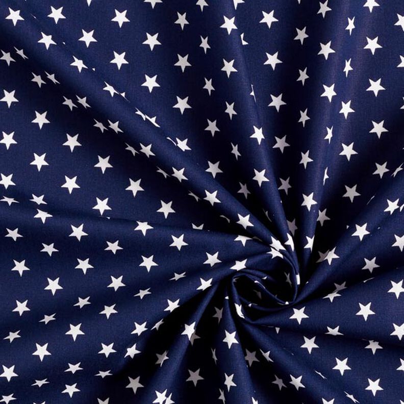 Baumwollpopeline mittellgroße Sterne – marineblau/weiss,  image number 5