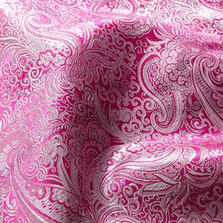 Bekleidungsjacquard Metallic Paisley – intensiv pink/silber, 