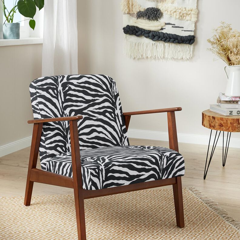 Polsterstoff Jacquard Zebra – weiss/schwarz,  image number 7