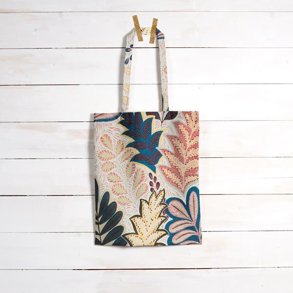 Dekostoff Jacquard tropische Blätter | Reststück 50cm