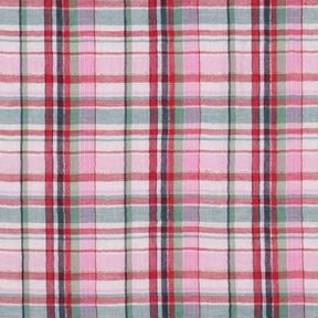 Musselin/ Doppel-Krinkel Gewebe Lurex Karo | Poppy Fabrics – rosé/gold metallic, 