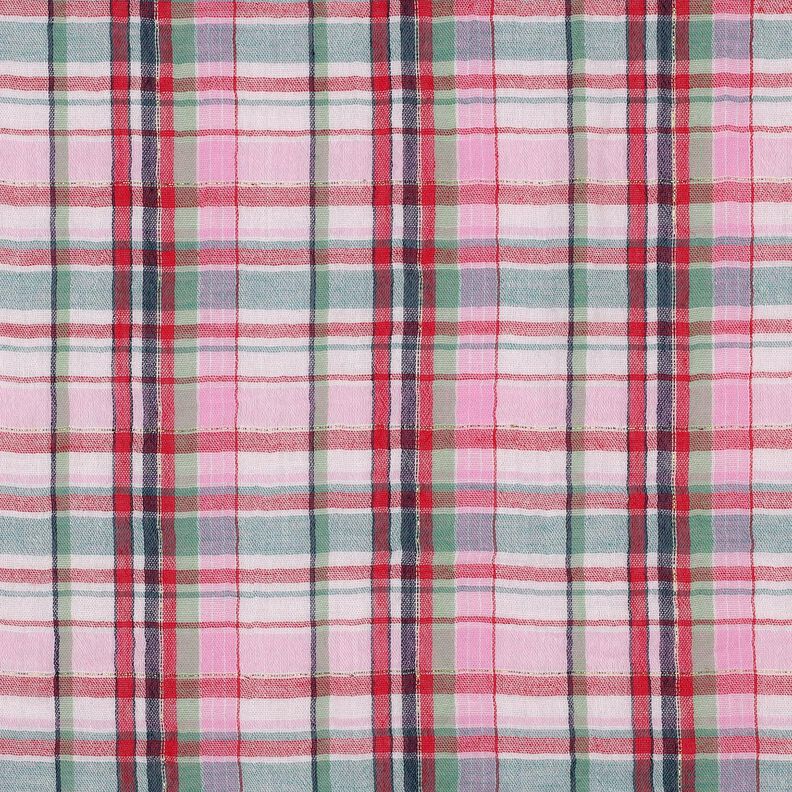 Musselin/ Doppel-Krinkel Gewebe Lurex Karo | Poppy Fabrics – rosé/gold metallic,  image number 1