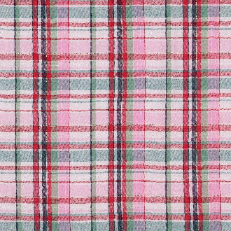 Musselin/ Doppel-Krinkel Gewebe Lurex Karo | Poppy Fabrics – rosé/gold metallic, image number 1
