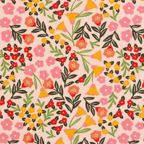 Beschichtete Baumwolle Blumenwiese – hellbeige/pink, 