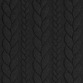 Jerseyjacquard Cloqué Zopfmuster – schwarz, 