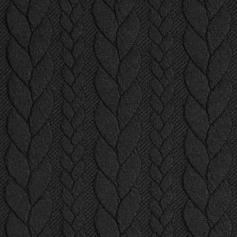 Jerseyjacquard Cloqué Zopfmuster – schwarz,  image number 1