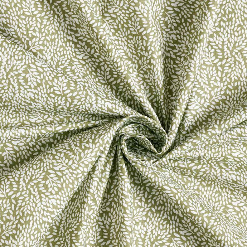 Baumwollstoff Cretonne Mini-Blätter – hellkhaki/weiss, image number 3
