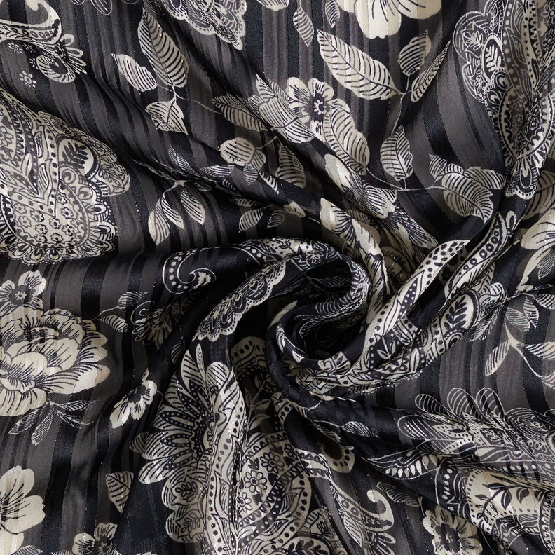 Chiffon Satinstreifen Paisley – marineblau,  image number 3