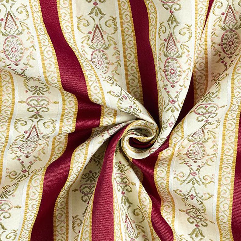 Möbelstoff Jacquard Biedermeier Streifen – creme/rot,  image number 4