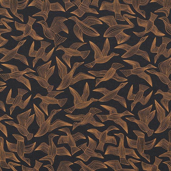 Baumwolljersey Zugvögel – schwarz | Reststück 100cm