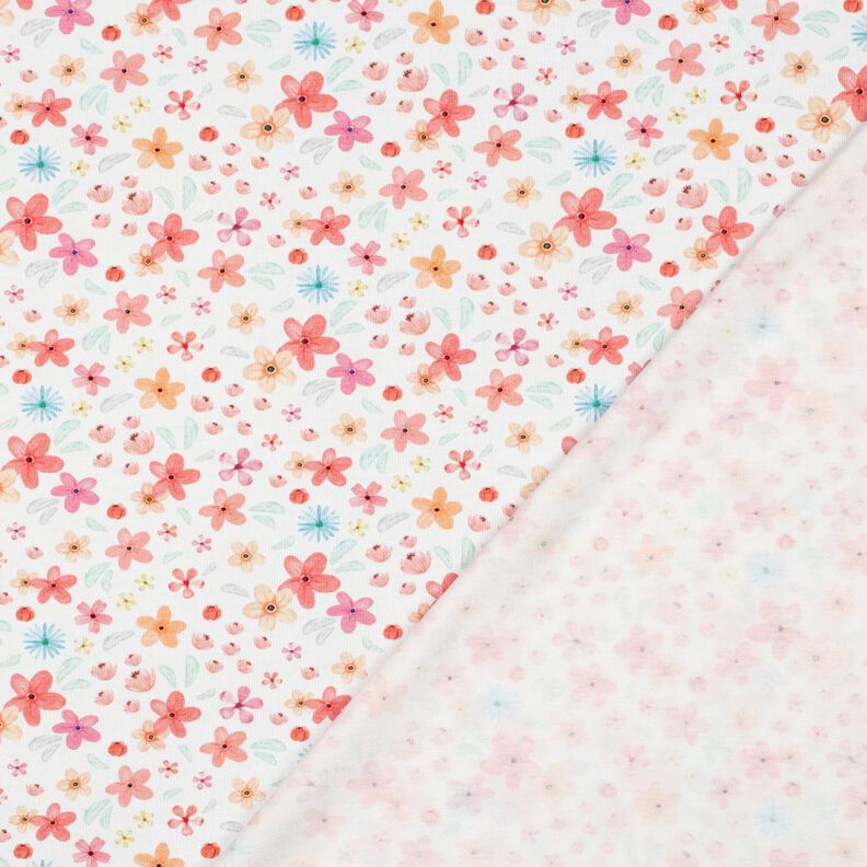 GOTS Baumwolljersey bunte Blümchen Digitaldruck | Poppy Fabrics – weiss/apricot,  image number 4