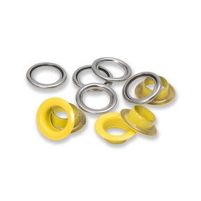 Ösen mit Scheiben [20 Stück | Ø 11 mm] | Prym – gelb/silber metallic, 