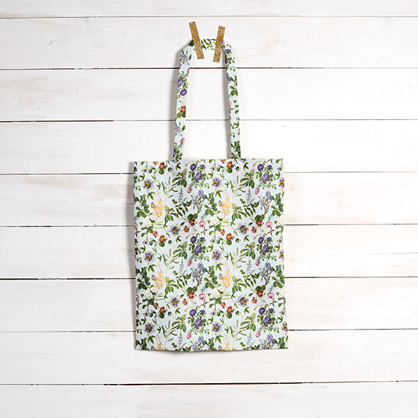 Baumwollstoff Popeline Blumenpracht – hellblau | Reststück 50cm