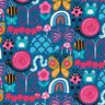 Baumwollstoff Cretonne Schmetterlinge und Bienen – ozeanblau/intensiv pink,  thumbnail number 1
