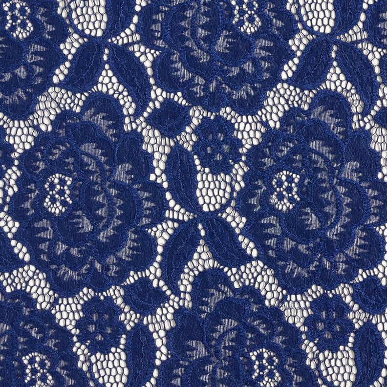 Elastische Spitze Blüten und Blätter – marineblau,  image number 1
