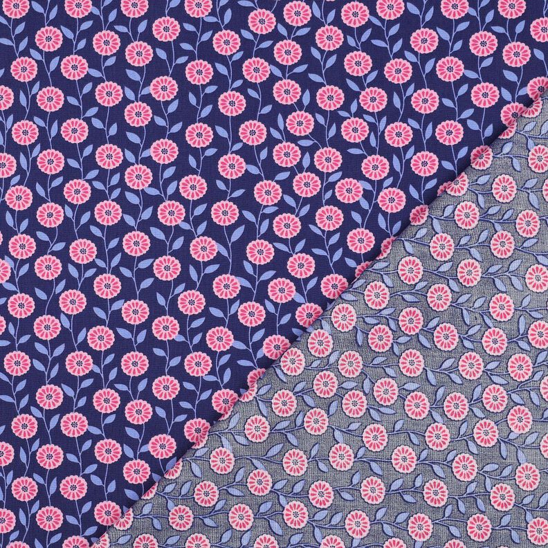 Baumwollpopeline Sommerblümchen | Poppy Fabrics – rosa/indigo,  image number 4