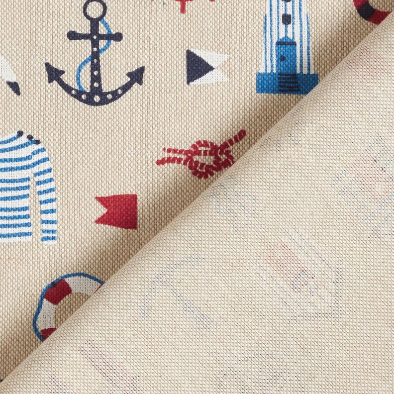 Dekostoff Halbpanama maritime Klassiker – natur/marineblau,  image number 4