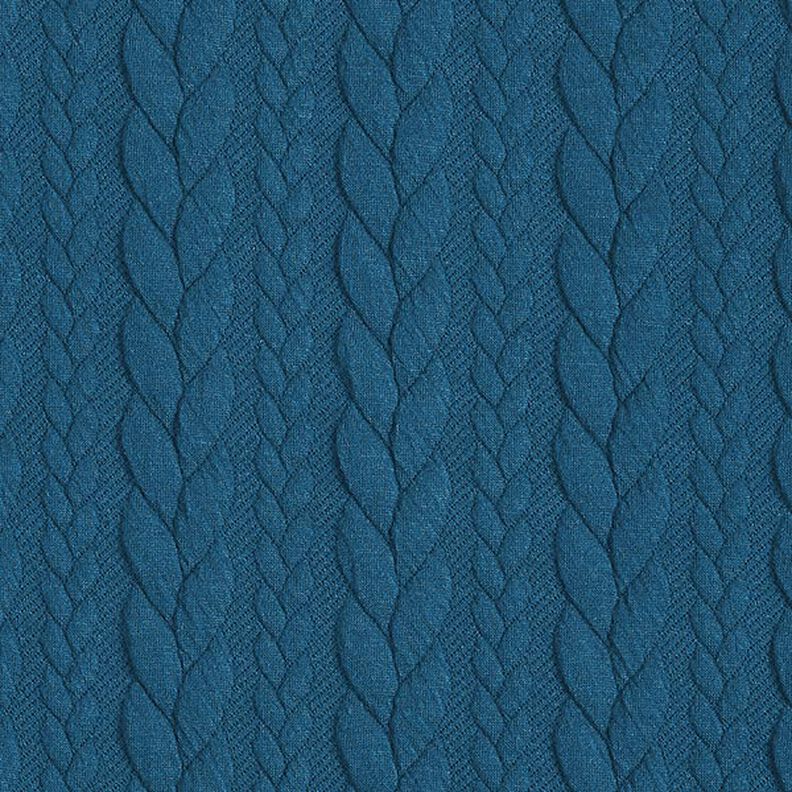 Jerseyjacquard Cloqué Zopfmuster – petrol,  image number 1