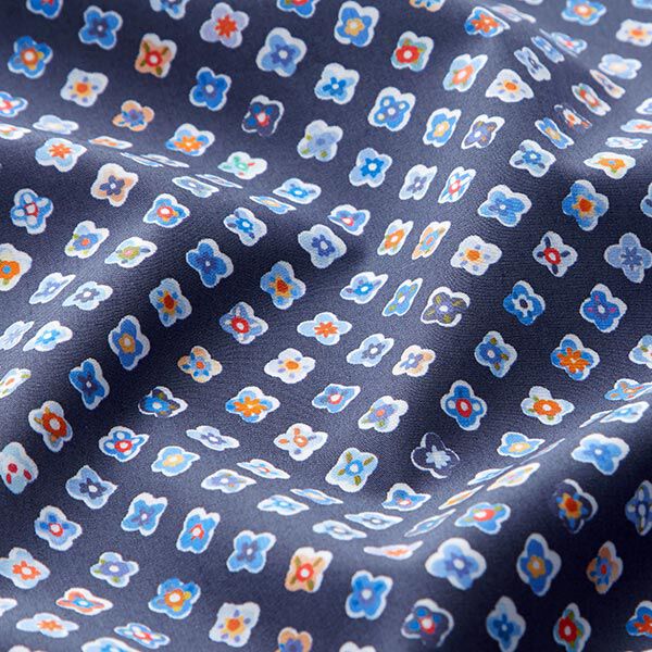 Hemdenstoff gemalte Primeln – marineblau | Reststück 50cm