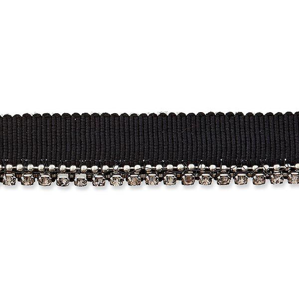 Paspel mit Strass [ 13 mm ] – schwarz,  image number 1