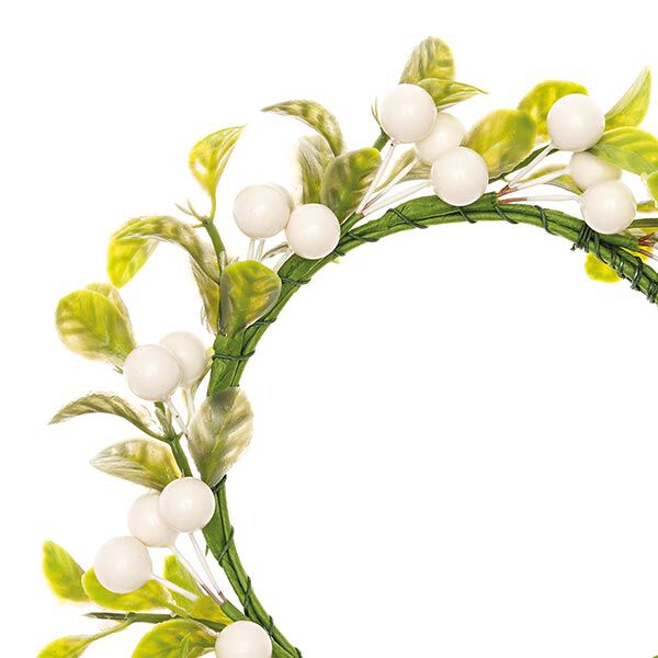Deko Blumenkranz mit Beeren [Ø 9 cm/ 16 cm] – weiss/grün,  image number 2